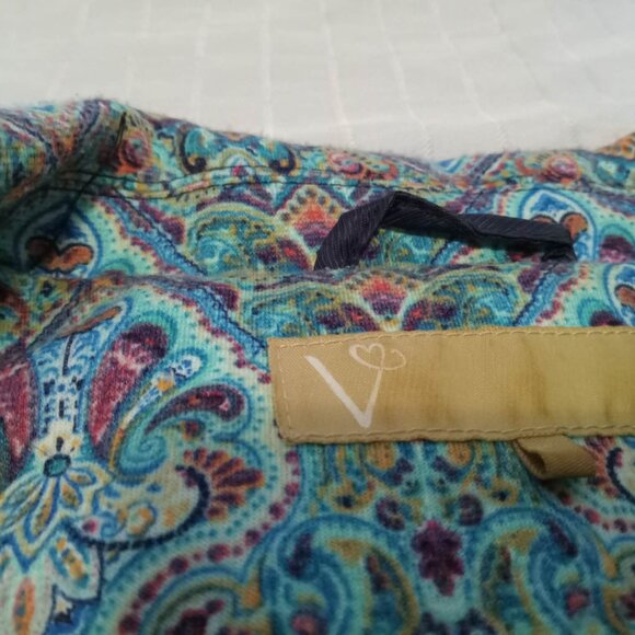 Short velvet jacket with silk lining, colorful paisley pattern, very soft - Picture 4 of 9